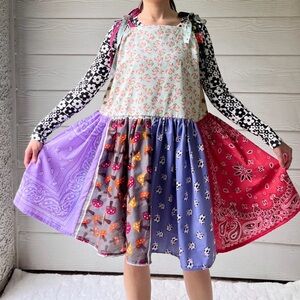 Arcade Dress | Handmade Tie At Shoulder Quilted Dress SKU 06041 Acorn/Fox